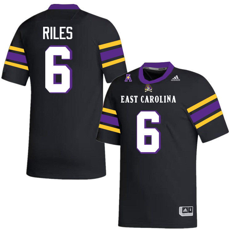 #6 Desirrio Riles ECU Jersey,East Carolina Pirates #6 Desirrio Riles Jersey Youth College-Black